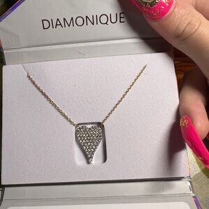 Diamonique Gold and Silver Heart Necklace